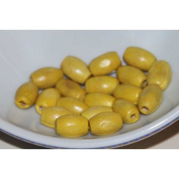 Lot de 18 perles olives jaunes en bois, perles ovale de 10 mm - Photo n°2