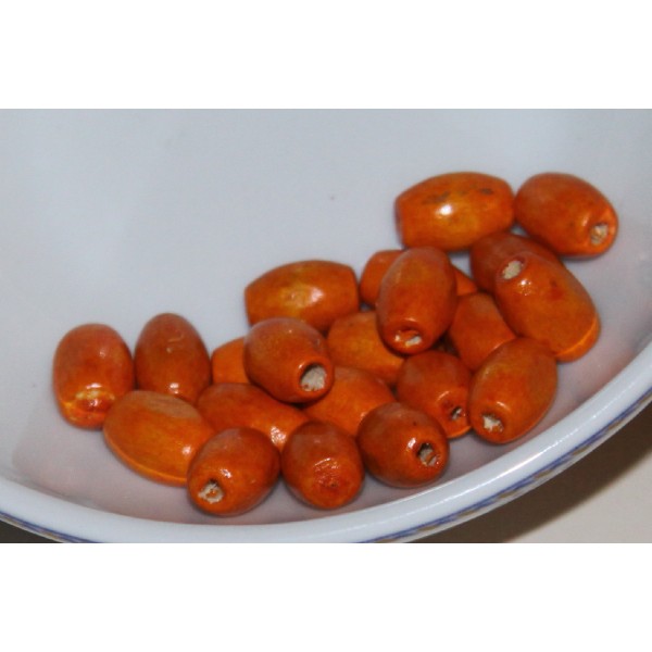 Lot de 18 perles olives oranges en bois, perles ovales de 10 mm - Photo n°2