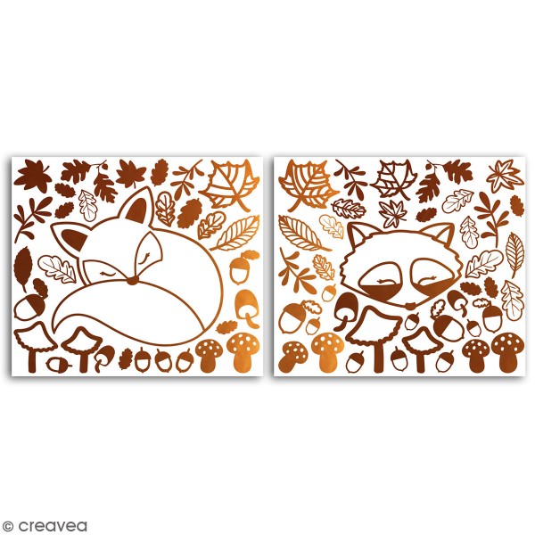 Stickers peel off - Renard - Orange métallique - 2 planches - Photo n°1