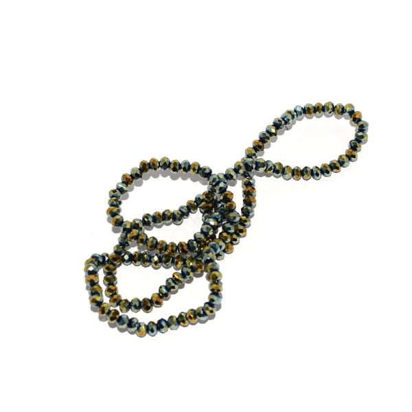 Perle à facettes rondes aplaties 3x4 mm électro vert x10 - Photo n°1