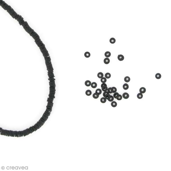 Perles Heishi rondelles 4 mm - Noir - 6 g - Photo n°1