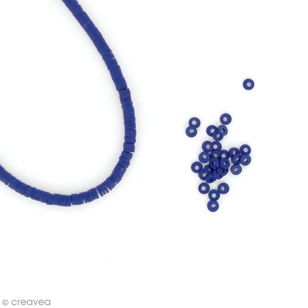 Perles Heishi rondelles 4 mm - Bleu foncé - 6 g - Photo n°1
