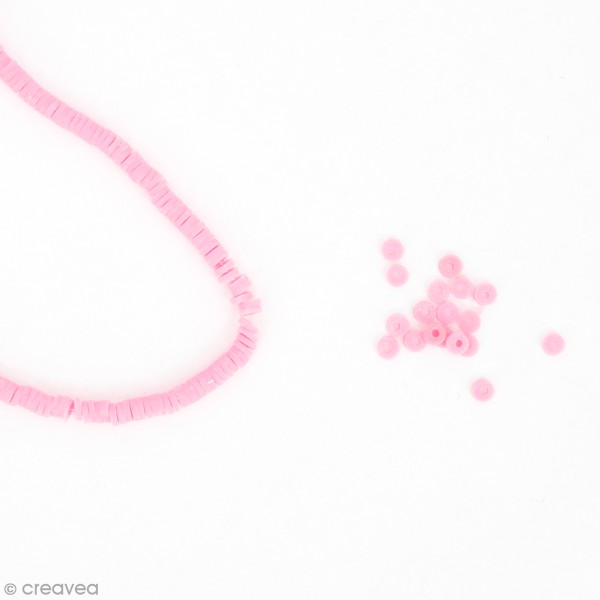 Perles Heishi rondelles 4 mm - Rose clair - 6 g - Photo n°1