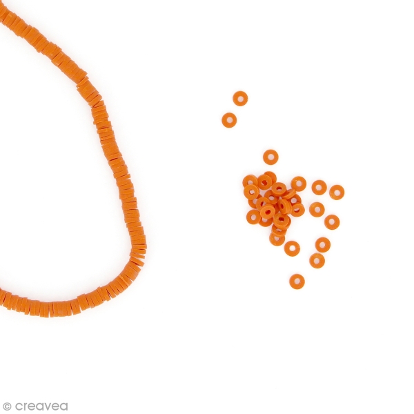Perles Heishi rondelles 4 mm - Orange - 6 g - Photo n°1
