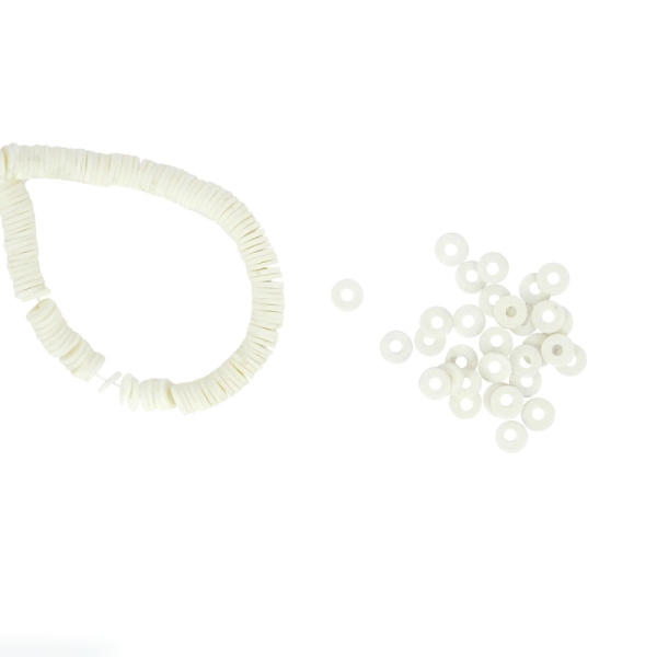 Perles Heishi rondelles 6 mm - Blanc - 14 g - Photo n°1