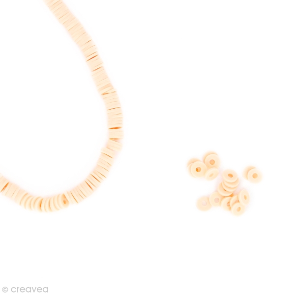 Perles Heishi rondelles 6 mm - Pêche - 14 g - Photo n°1