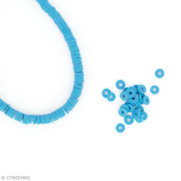 Perles Heishi rondelles 6 mm - Bleu azur - 14 g - Photo n°1