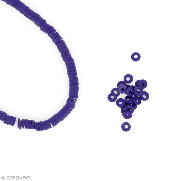 Perles Heishi rondelles 6 mm - Violet foncé - 14 g - Photo n°1