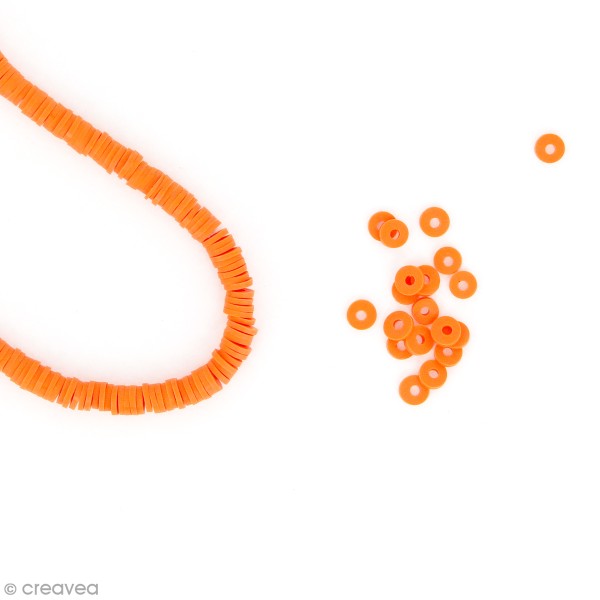 Perles Heishi rondelles 6 mm - Orange - 14 g - Photo n°1