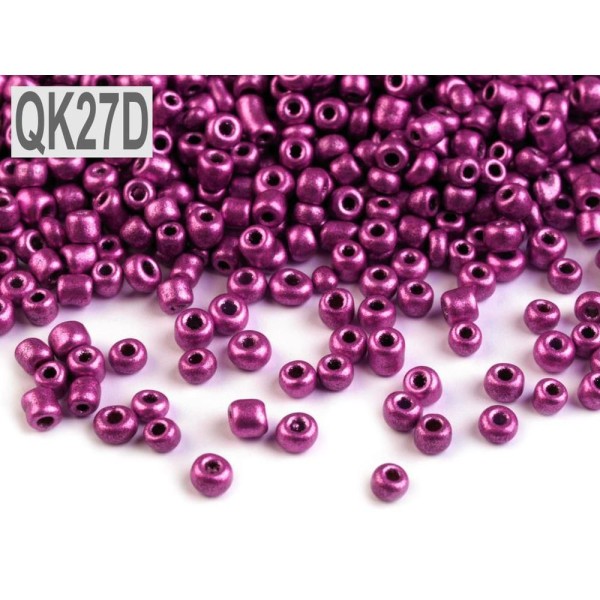 50g Qk27d Rose-violet Métallisé Perles de rocaille 12/0 - 2mm - Photo n°1