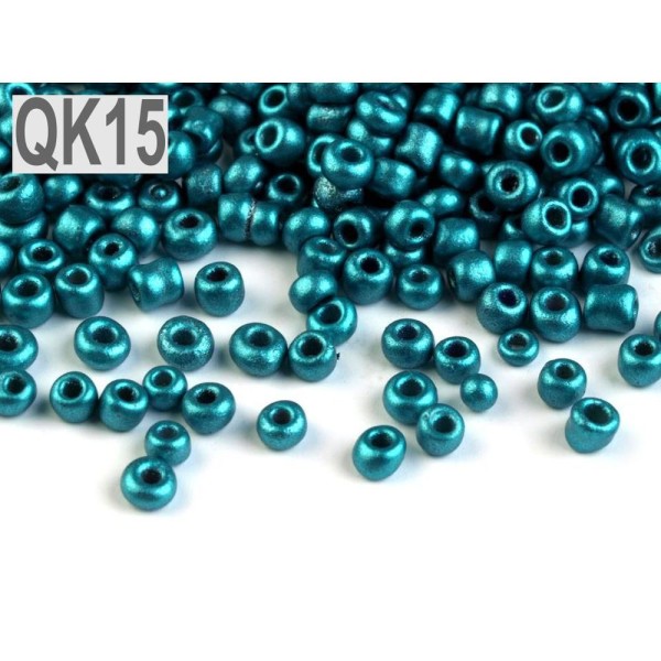 50g Qk15 Turquoise Métallique Perles de rocaille 12/0 - 2mm - Photo n°1
