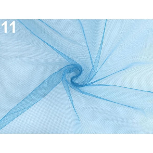 1m 11 Bleu Azure Filet de Tulle Voile Pad Fine, Tulle, Organza Et Satin, Mousseline de soie, Tissus - Photo n°1