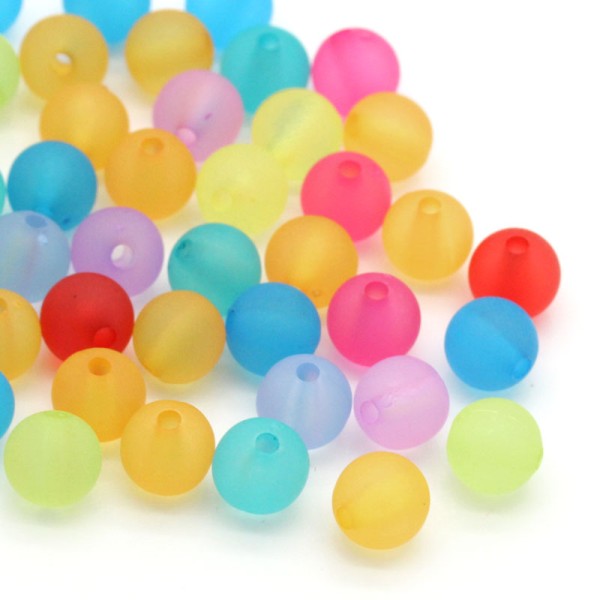 Perles givrées effet glacé 8mm 120 pces mixe couleurs - Photo n°1
