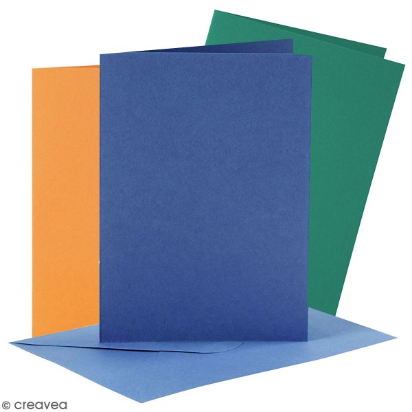 Cartes 10,5 x 15 cm et enveloppes - 6 sets - Plusieurs coloris - Photo n°1