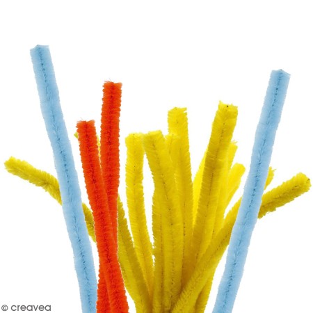 Fil chenille - Différents coloris - 15 mm x 30 cm - 15 pcs