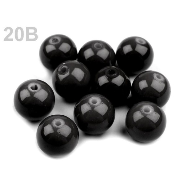 50g 20b Noir Rond Verre Perles Imitation Perles de 8mm, de Perles de Bijoux, de Perles de Bijoux, de - Photo n°1