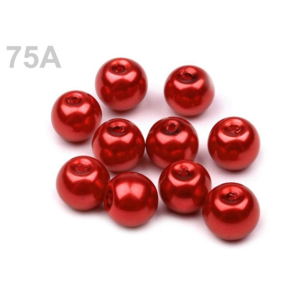50g 75a Rouge Fraise Ronde en Verre Imitation de Perles de Perles de 8mm, de Perles de Bijoux, de Pe - Photo n°1
