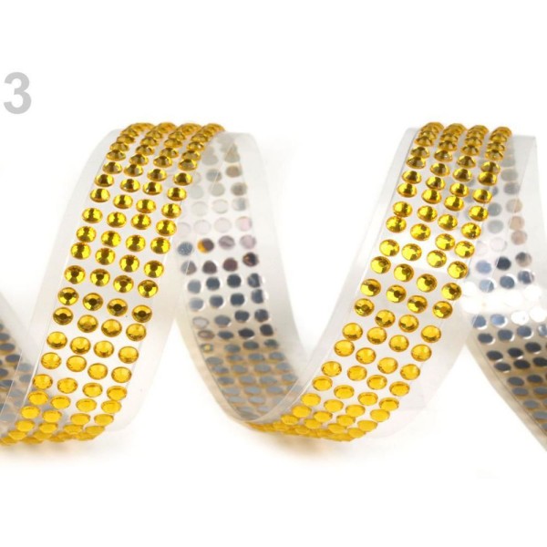 1pc 3gold Ruban Adhésif Largeur 13mm Avec Fausses Perles Ou de Strass, de Scrapbooking Et de Washi T - Photo n°1
