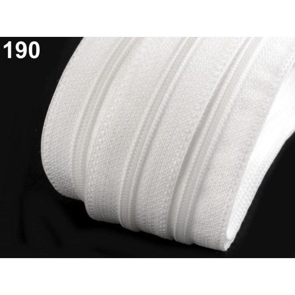 5m 190 Blanc Continue Solide en Nylon à fermeture éclair Largeur de 6mm, Fermetures à glissière, Mer - Photo n°1