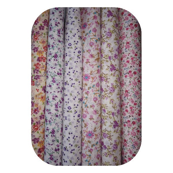 6 coupons tissu patchwork coton couture decoration 45 x 50 cm PETITES FLEURS 1002 - Photo n°1