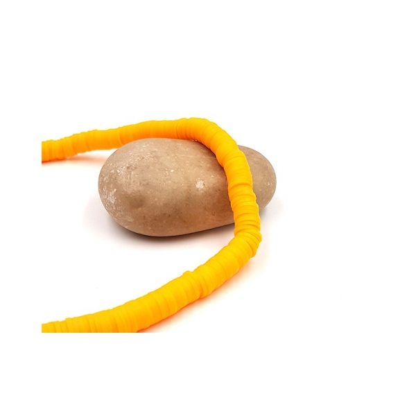 350 Perles Heishi 6mm Couleur Orange Néon - Photo n°1