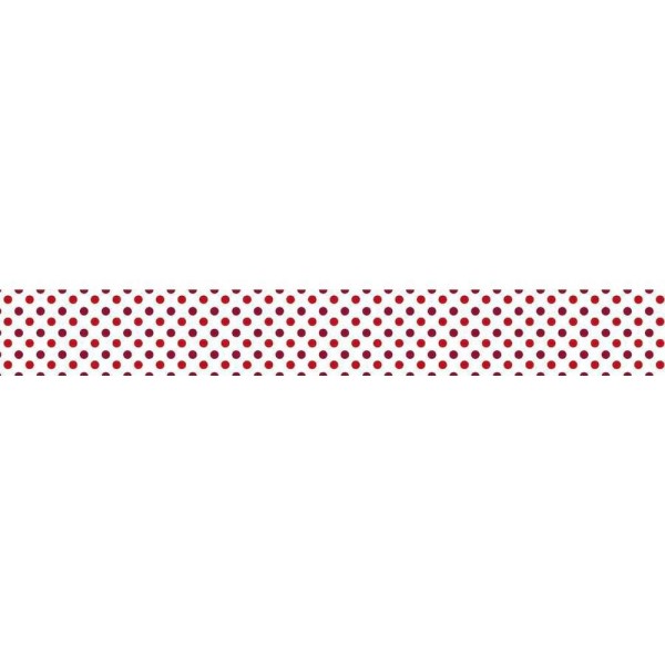 Washi Ruban Décoratif Adhésif - 10 M x 15 mm - Blanc Et Rouge à Pois, Folia Bringmann - Photo n°1