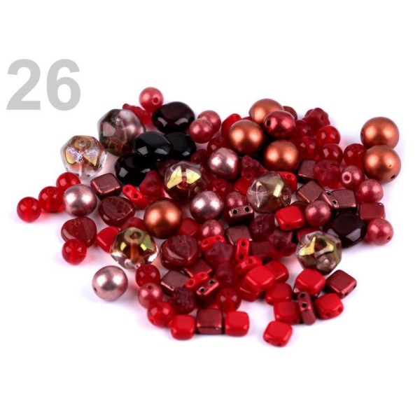 100g 26 de la Lumière Rouge Mixte Rumsh Perles de Verre 2e Qualité, des Perles Différentes, Perles t - Photo n°1