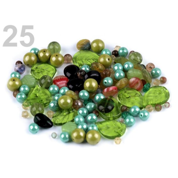 100g de 25 Lightbeige Mixte Rumsh Perles de Verre 2e Qualité, des Perles Différentes, Perles tchèque - Photo n°1