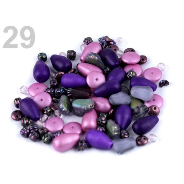 100g 29 Violet Mixte Rumsh Perles de Verre 2e Qualité, des Perles Différentes, Perles tchèques, Perl - Photo n°1