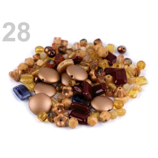 100g 28 Brun de Lumière Mixte Rumsh Perles de Verre 2e Qualité, des Perles Différentes, Perles tchèq - Photo n°1