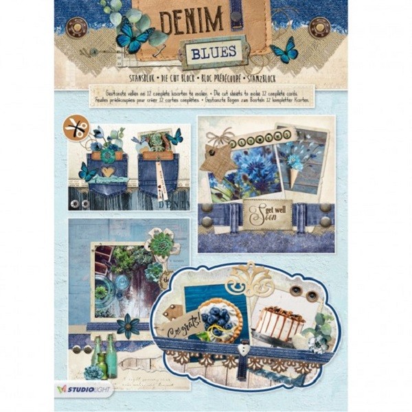 Carte 3D prédécoupées Studio Light - Denim Blues - 12 feuilles A4 - Photo n°1