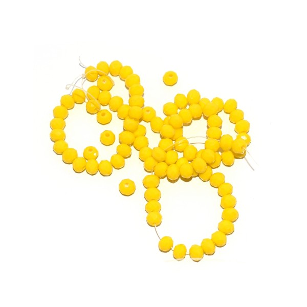 Perle à facettes rondes aplaties 4x6mm jaune x10 - Photo n°1