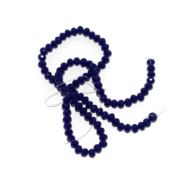 Perle à facettes rondes aplaties 4x6mm bleu roi x10 - Photo n°1
