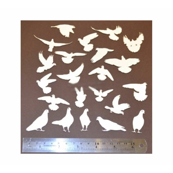 1 Set Birds Cardboard Cut, Chipboards, Décor de carton, Éléments de décoration, Scrapbooking, Papier - Photo n°1