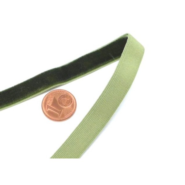 1m Ruban Élastique Plat 10mm En Velours Vert Olive Foncé Pour Headband, Scrapbooking - Photo n°2