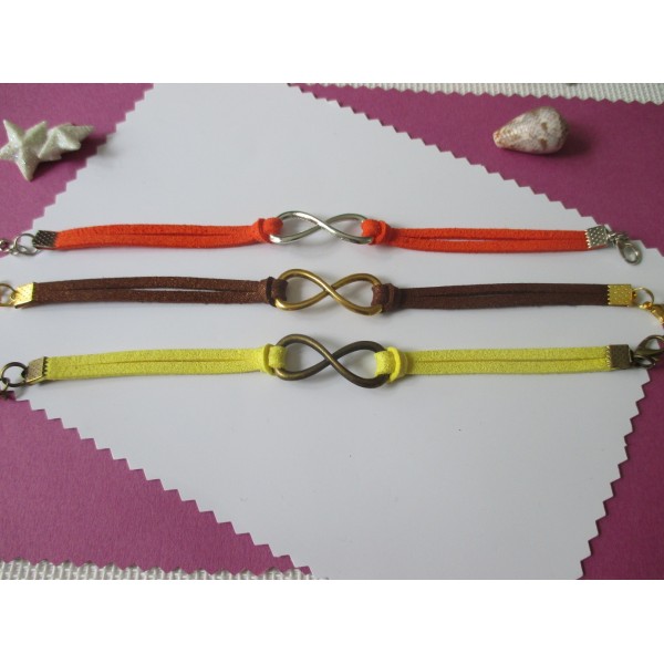 Kits de bracelet suédine jaune, marron brillant et orange avec lien infini - Lot de 3 - Photo n°1