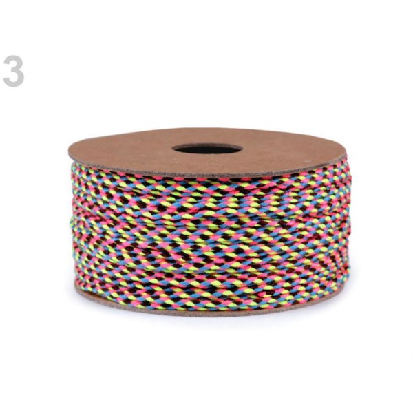 20m 3 Tressé Multicolore sur un Cordon en Coton / String Ficelle Ø2mm Multicolores, des Cordes, des - Photo n°1