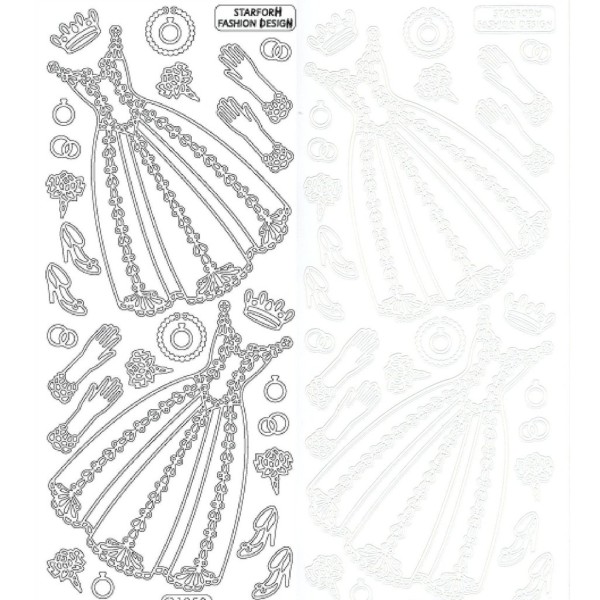 Starform Outline Stickers N° 1052 Mariage Robe Blanc Auto-collants Peel Offs Scrapbooking Carterie - Photo n°1