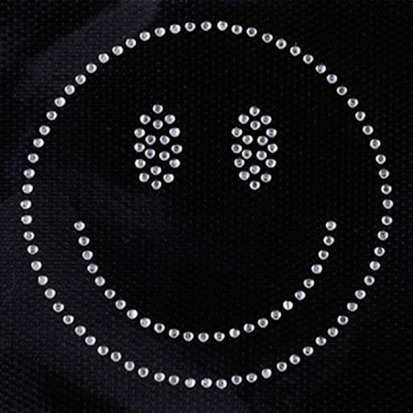 Ecusson thermocollant Smiley strass - 7 cm - Photo n°1