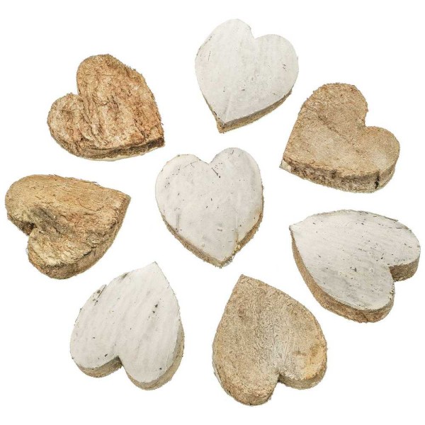 Coeurs blancs découpés dans une noix de coco - Lot de 10. - Photo n°2