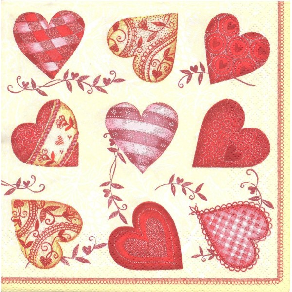 4 Serviettes en papier Cœur Amour Format Lunch Collage Decopatch SLOG-022801 Pol-Mak - Photo n°2