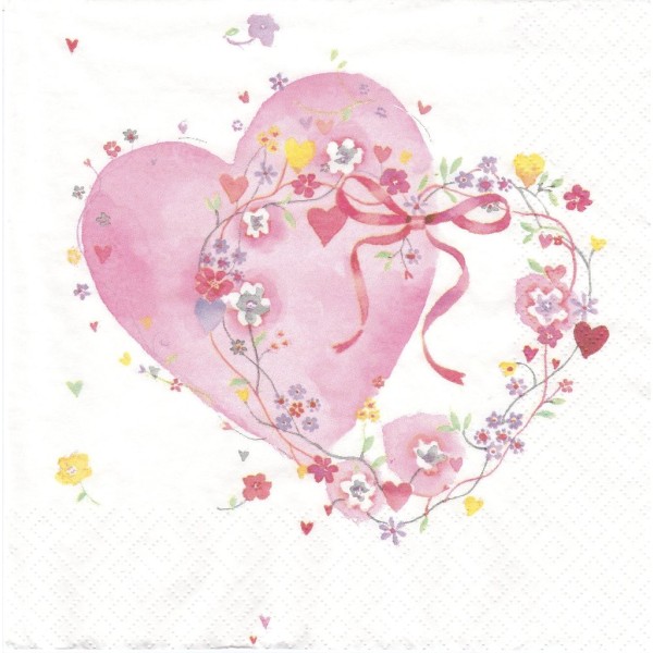 4 Serviettes papier Amour Deux Coeurs Unis Format Lunch Decoupage Decopatch Ti-Flair 378517 - Photo n°1