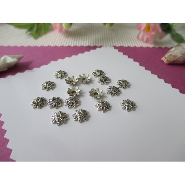 Coupelles fleur marguerite 7 mm argent mat x 20 - Photo n°1