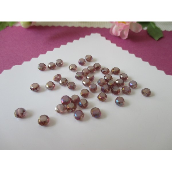 Perles en verre palet 4 mm prune AB x 80 - Photo n°1