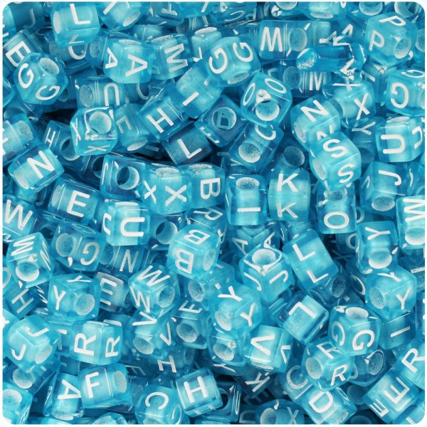 Lot de 100 Perles Bleu Lettre Alphabet Cube 6mm Mixte - Photo n°2