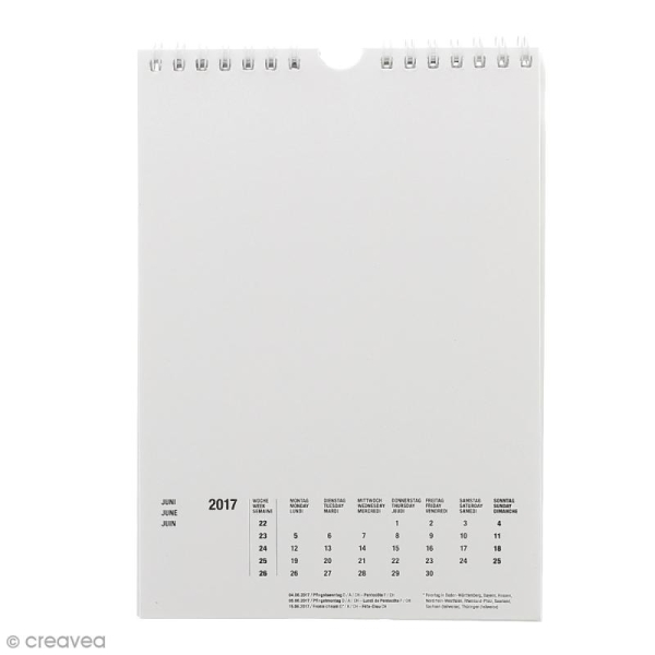 Calendrier 2017 Blanc à décorer - A5 (14,8 x 21 cm) - Photo n°2