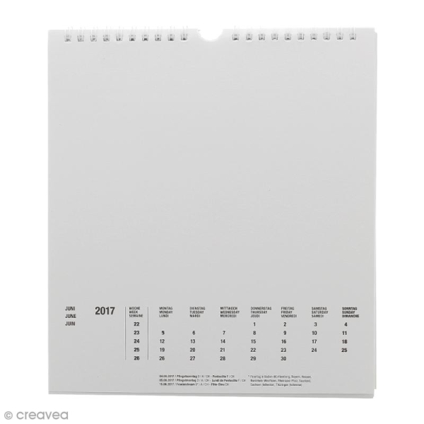 Calendrier 2017 Blanc à décorer - 21,5 x 24 cm - Photo n°2