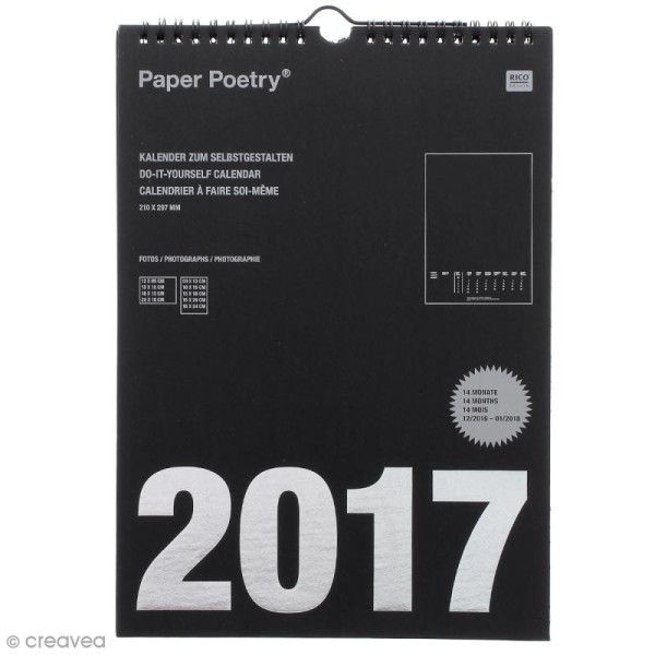Calendrier 2017 Noir à décorer - A4 (21 x 29,7 cm) - Photo n°1