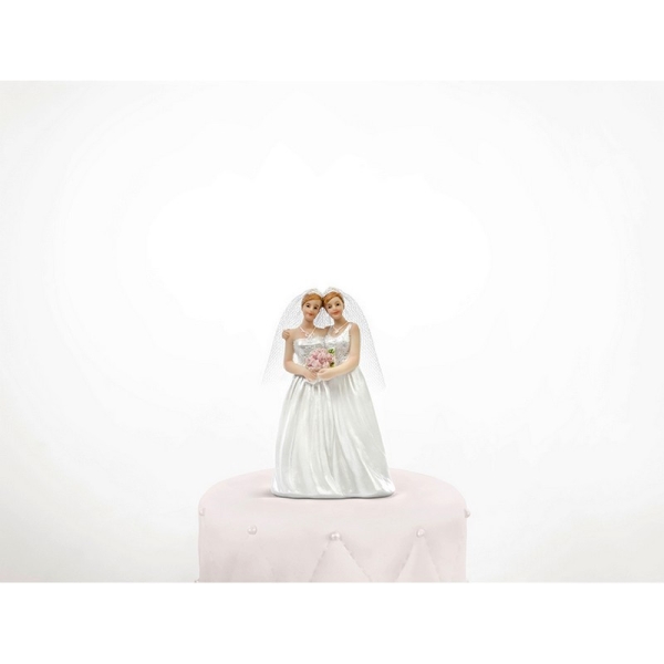 Figurine Couple de mariées Femmes en robe de mariage, en Résine, haut. 11 cm - Photo n°4