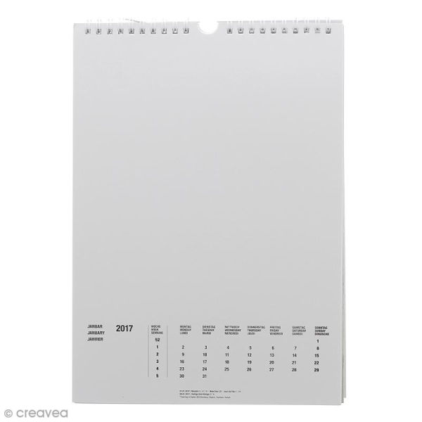 Calendrier 2017 Blanc à décorer - A4 (21 x 29,7 cm) - Photo n°2
